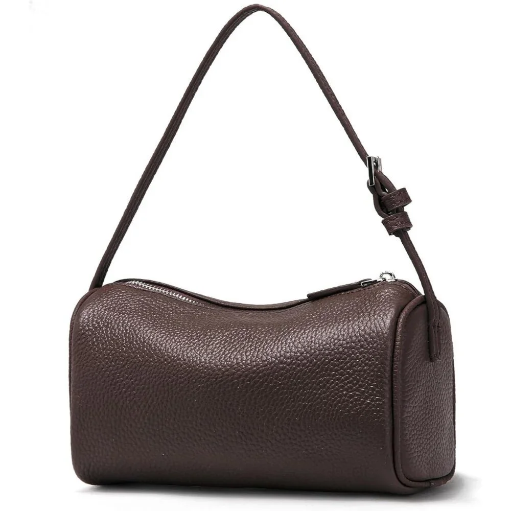 Genuine Leather Crossbody Bag for Women Small Barrel Purse Shoulder Handbag